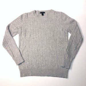 J Crew Classic Wool Cable Sweater Gray Medium